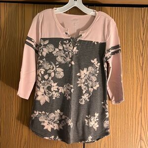 Floral Pink and Gray Women's Top